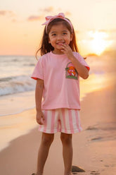 California North Beach Girls Pink Shorts Set